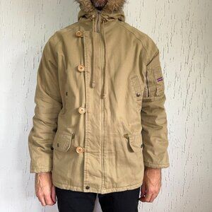 Toy Machine Men's Faux Fur Hooded Parka Medium Tan